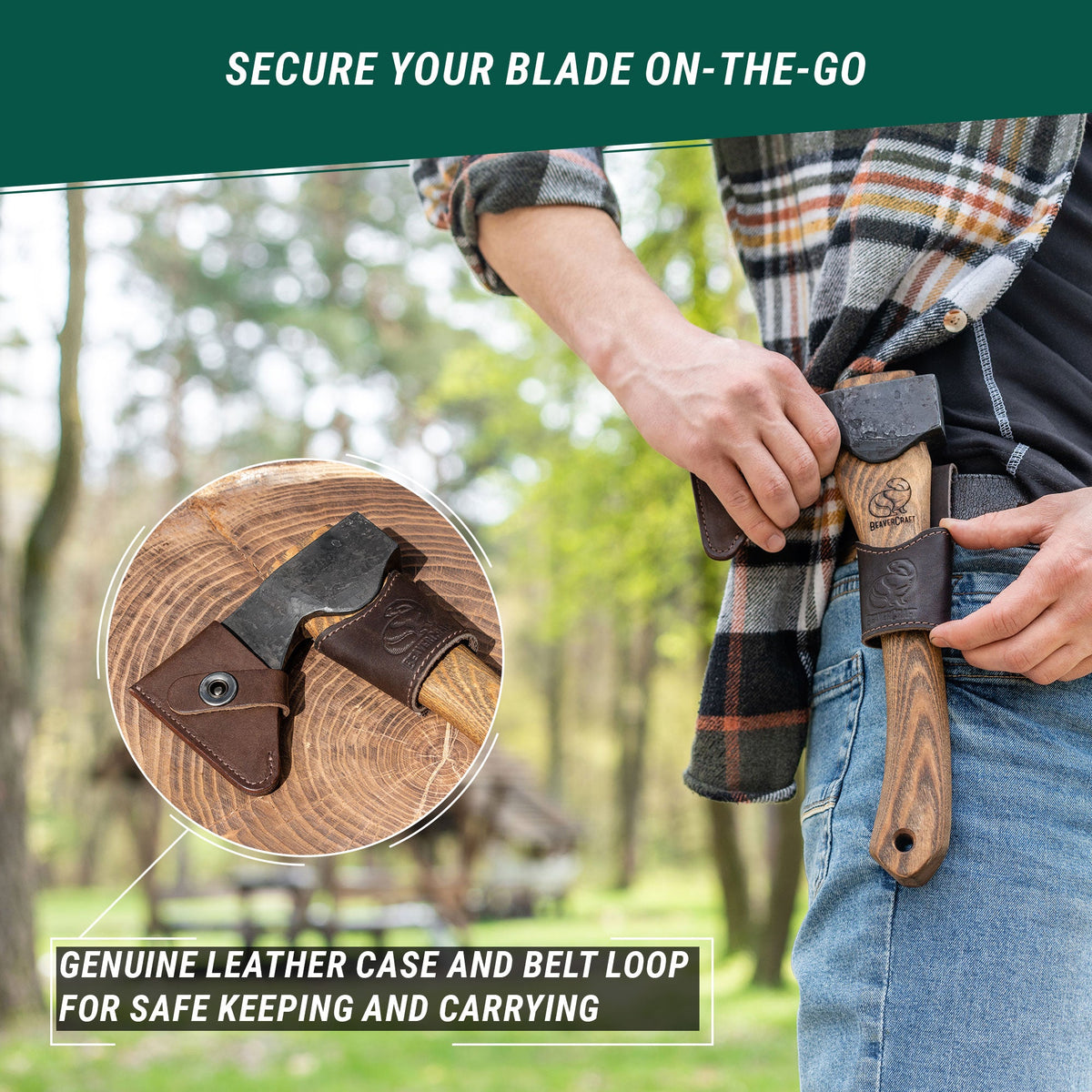 Hacha con protector de filo AX1 Bushcraft Hatchet