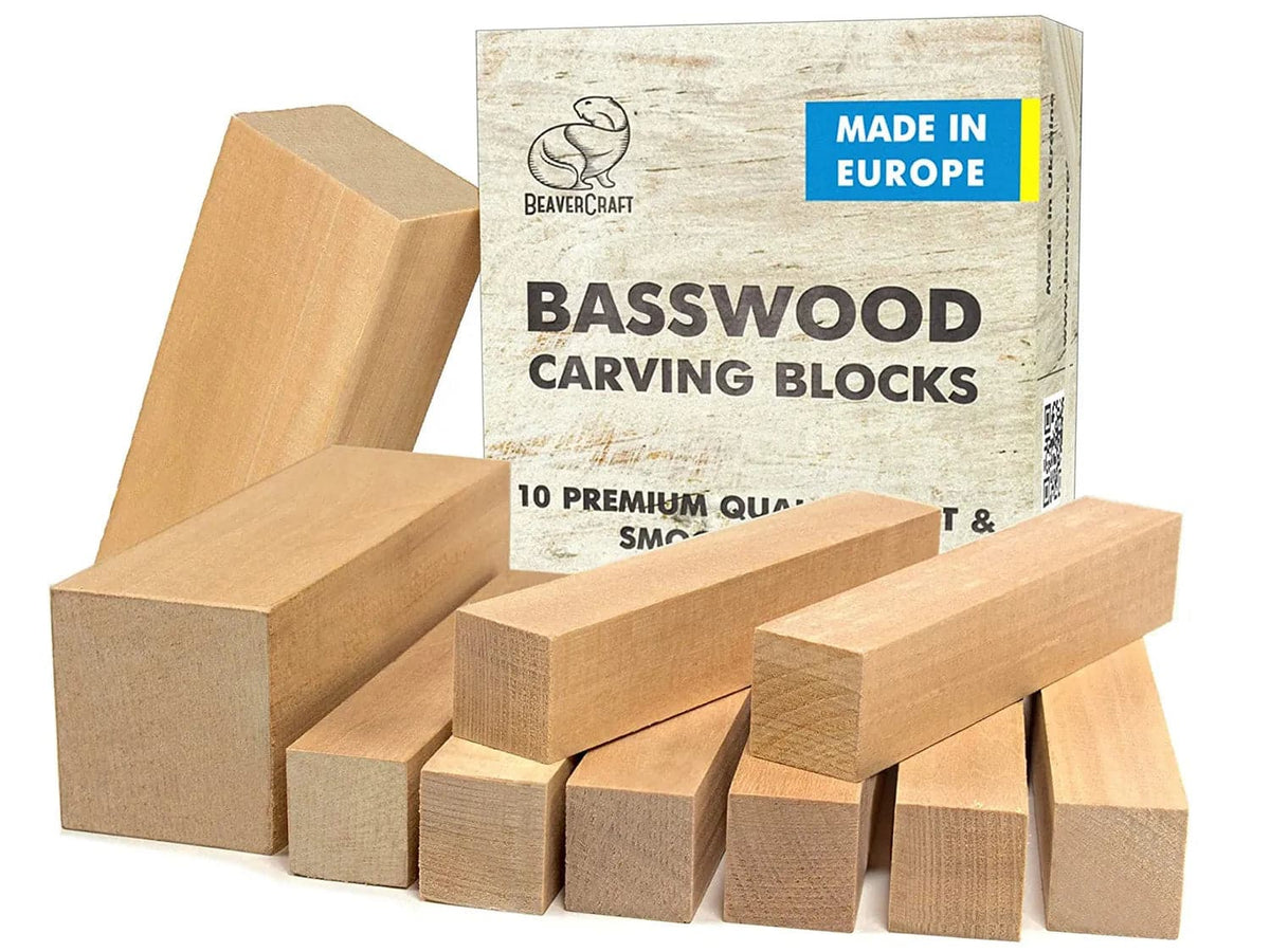 Bloques de madera de tilo para tallar, paquete de 10 unidades