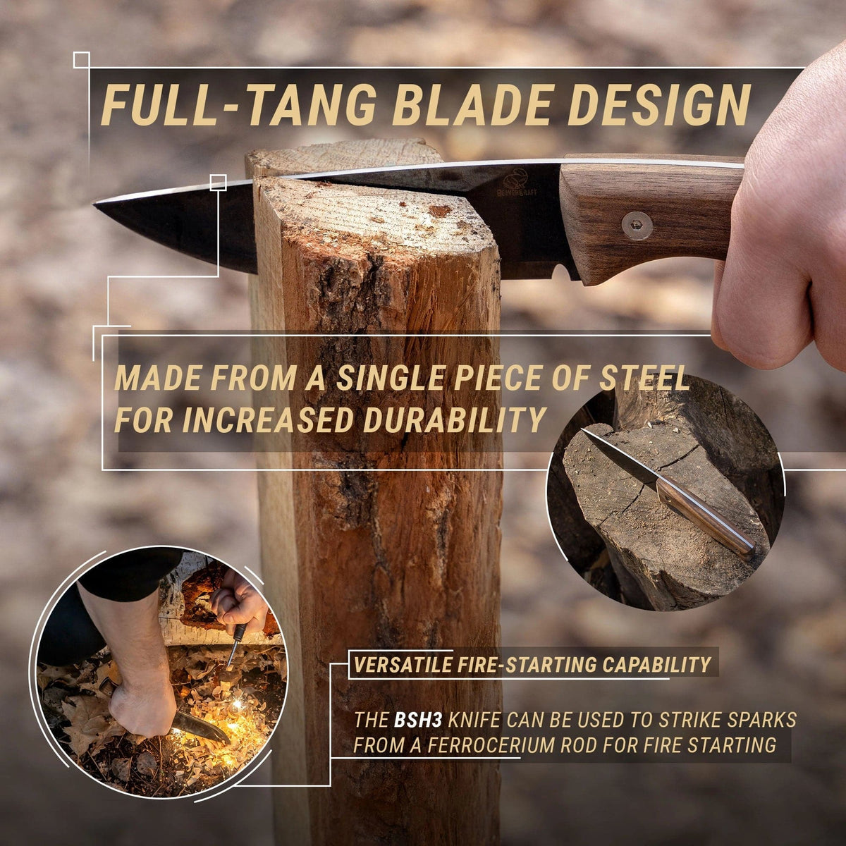 Cuchillo BSH3 Nightfall Bushcraft con funda