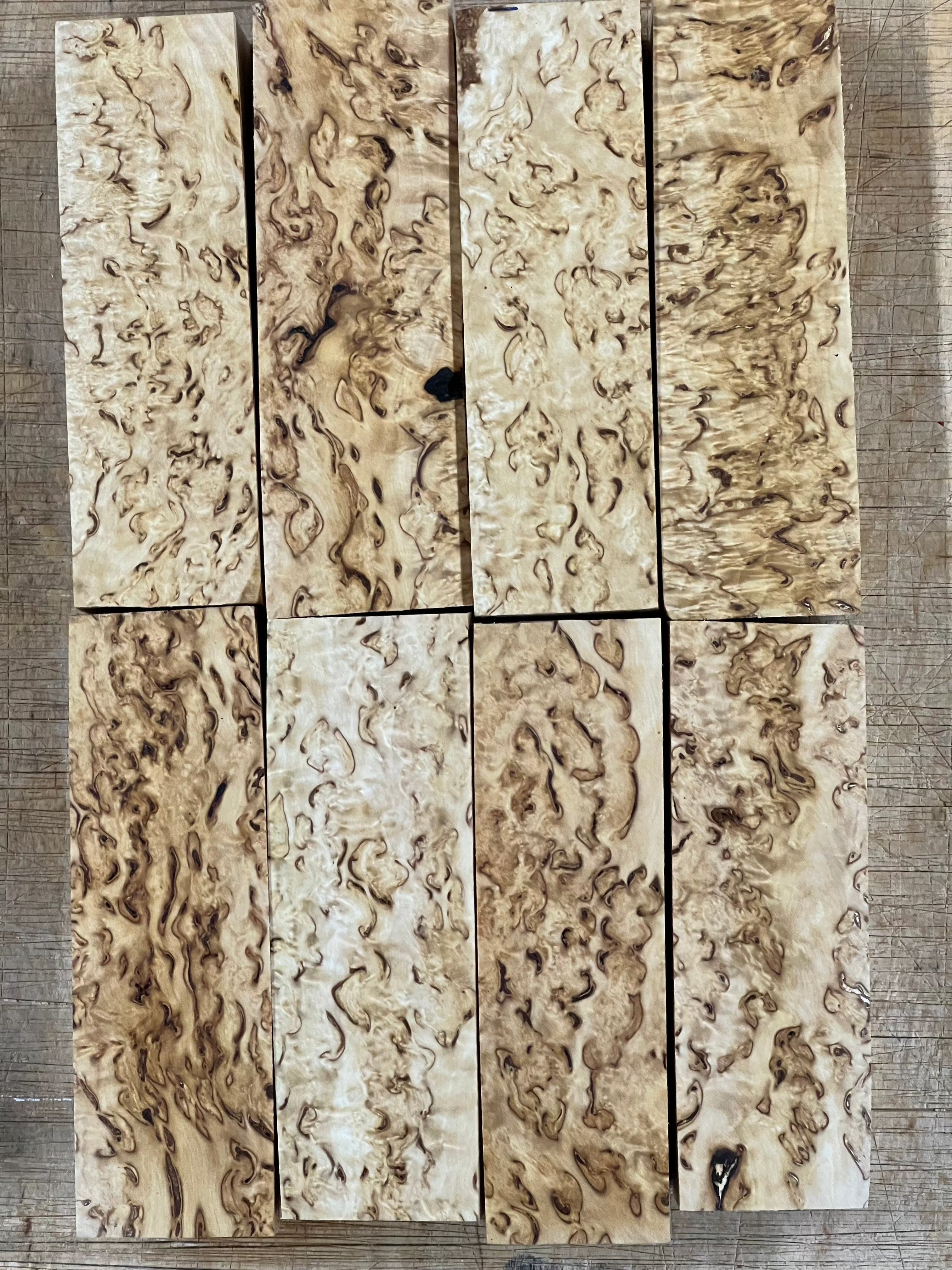 Abedul natural, abedul rizado (masur) aprox. 30x40x120