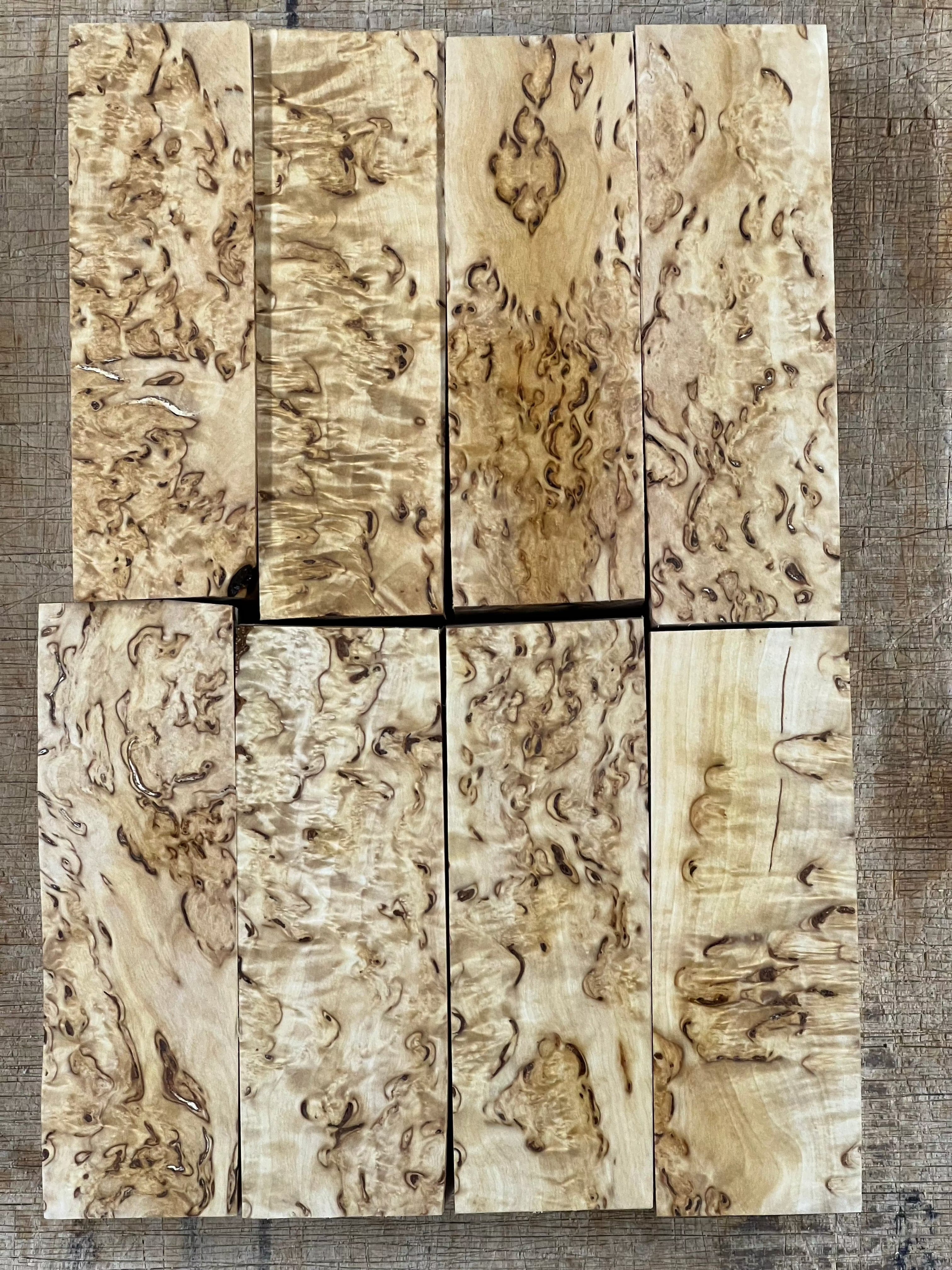 Abedul natural, abedul rizado (masur) aprox. 30x40x120