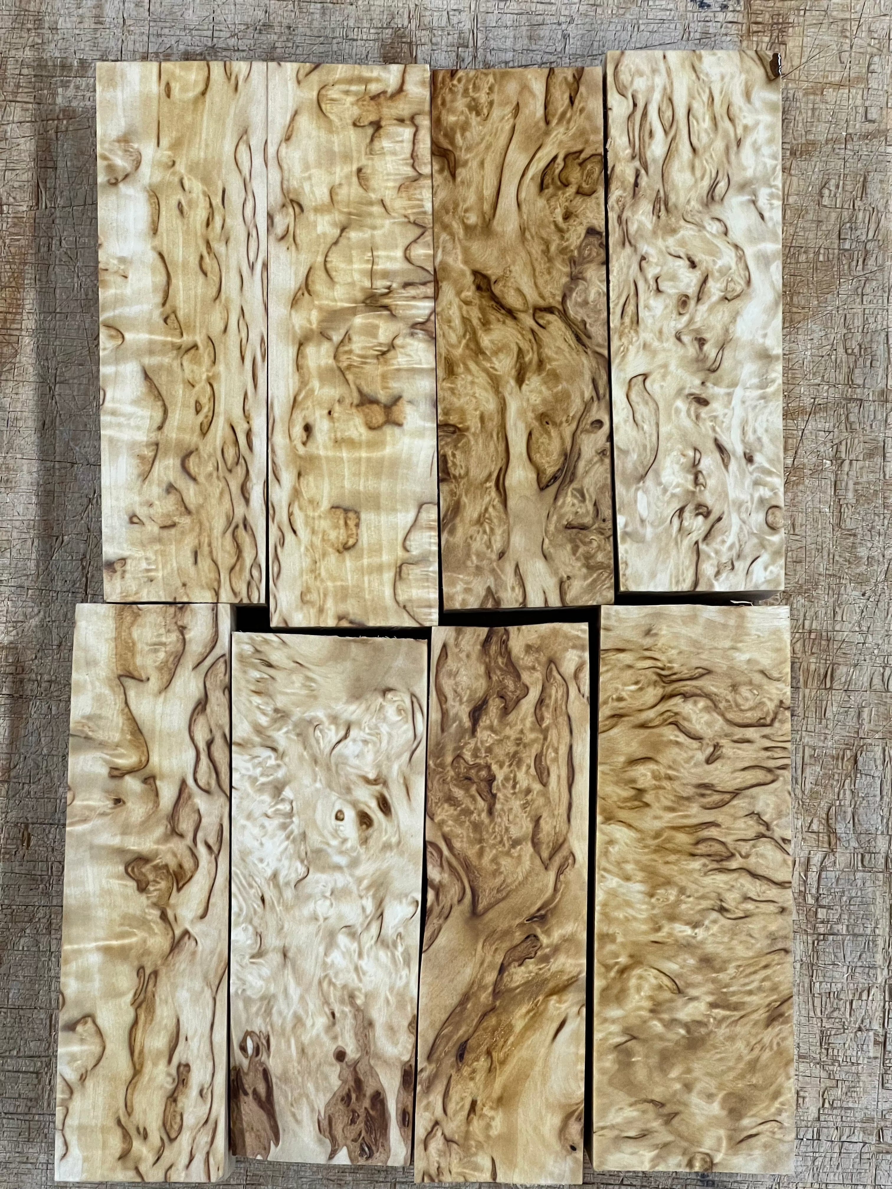 Abedul natural, abedul rizado (masur) aprox. 30x40x120