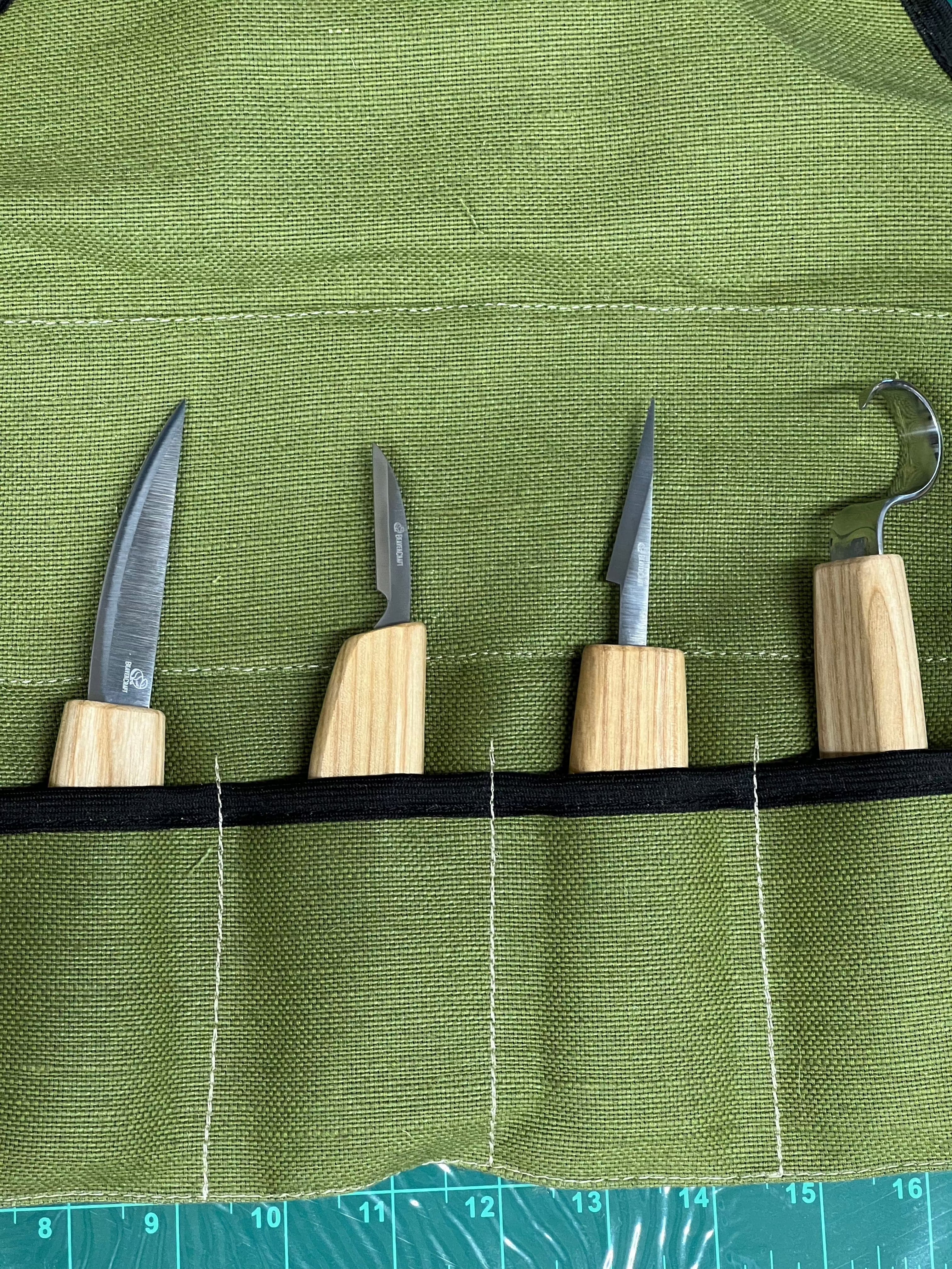 Juego de gubias para tallar madera S09 en lona con 4 gubias