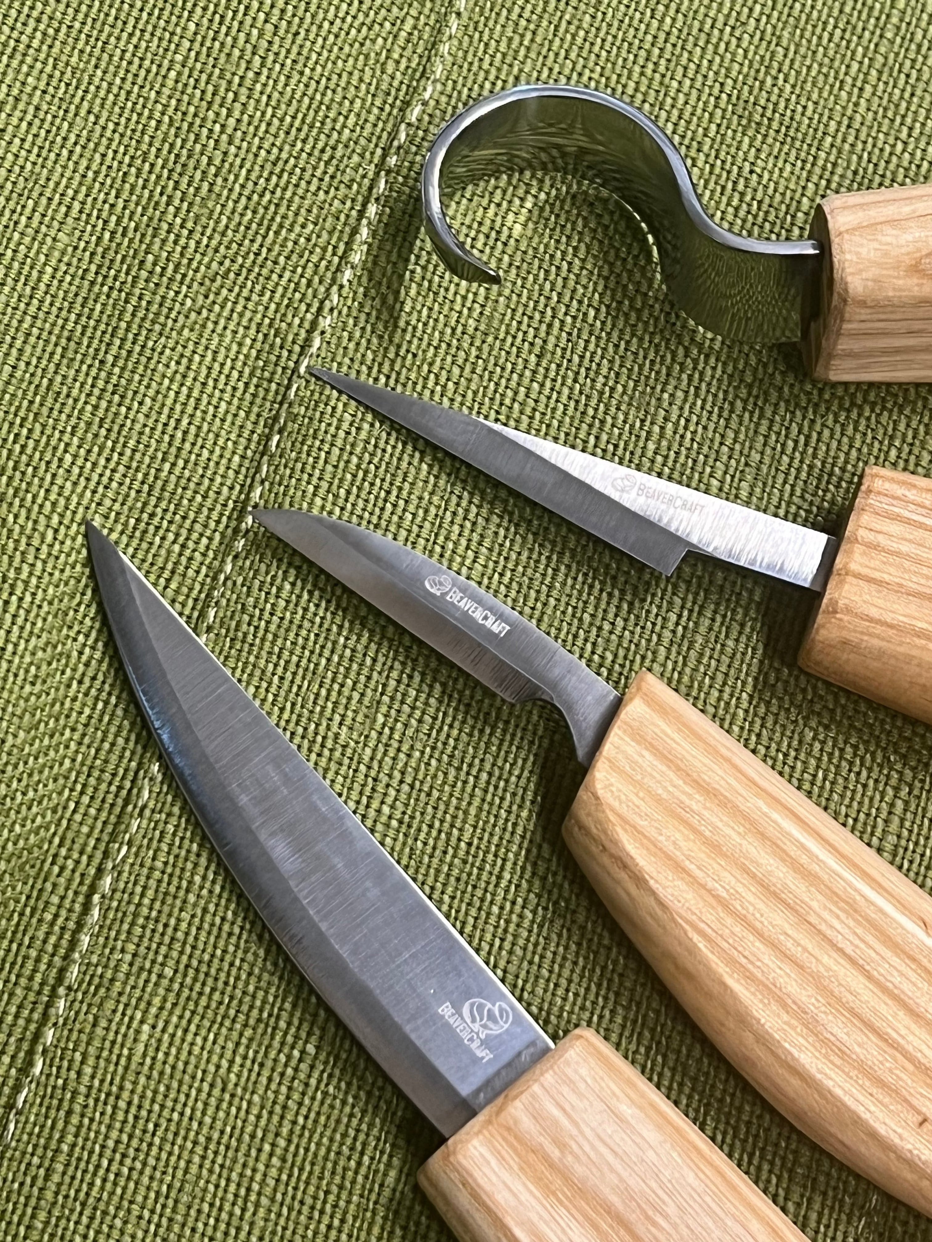 Juego de gubias para tallar madera S09 en lona con 4 gubias