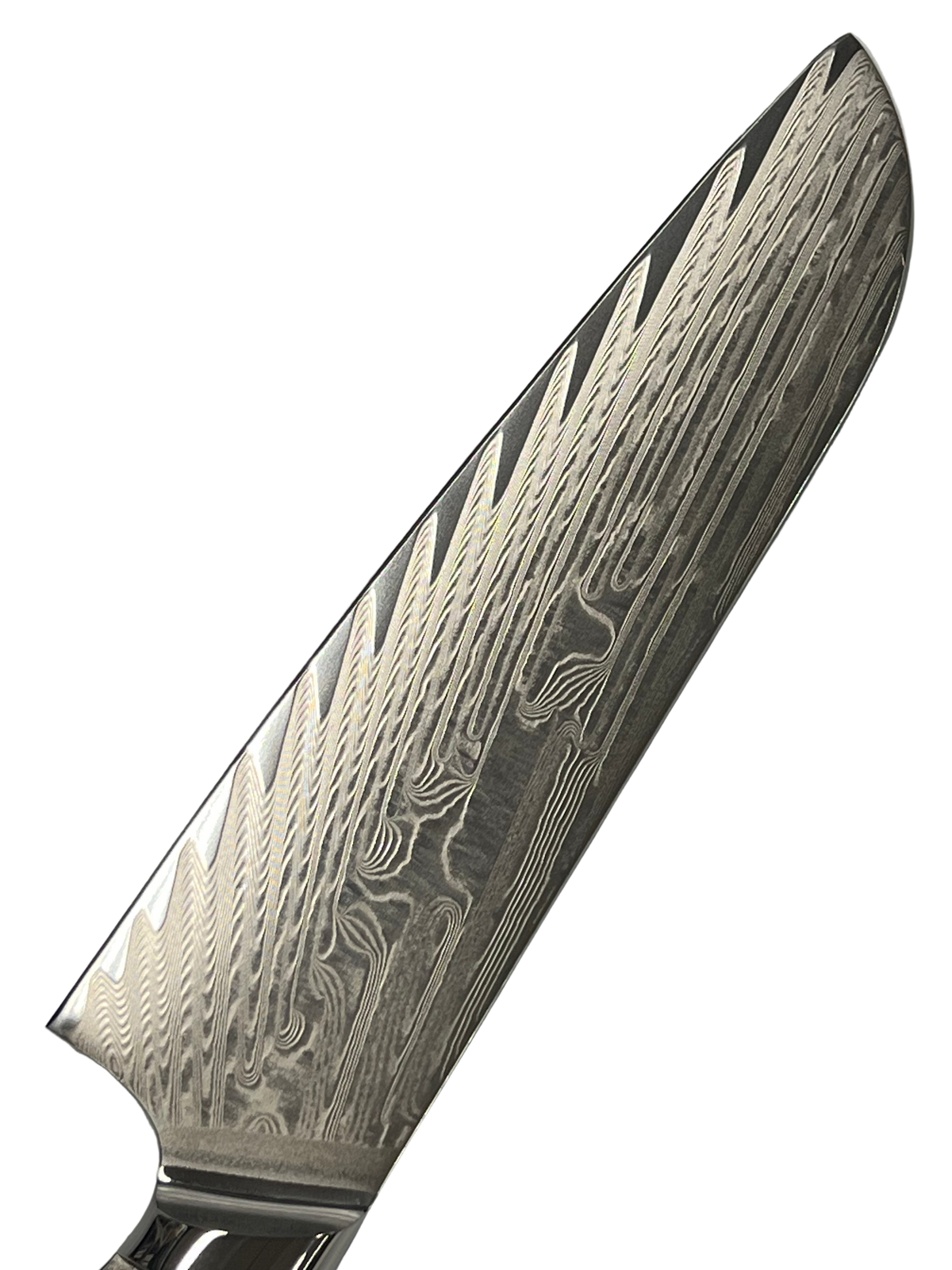 Santoku - Cuchillo de chef de damasco VG10 de 8" de espiga completa con virolas