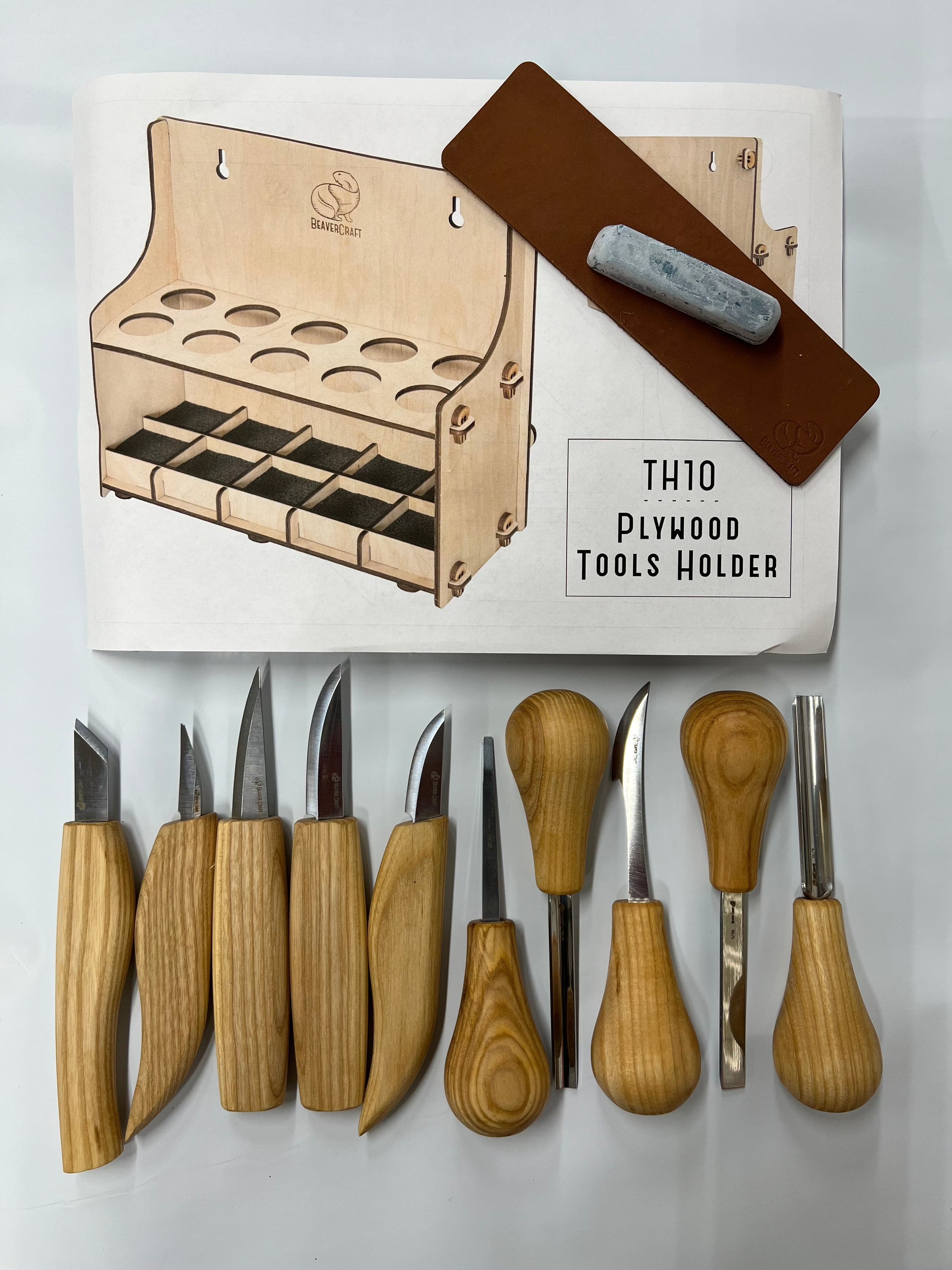 Juego de gubias para tallar madera S52 con 10 piezas y soporte de herramientas