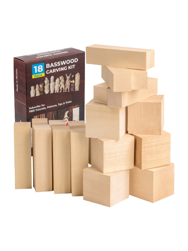 Bloques de madera de tilo para tallar BW18, paquete de 18 unidades de Beaver Craft