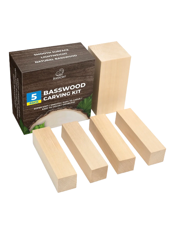 Bloques de madera de tilo para tallar BW5, paquete de 5 unidades de Beaver Craft