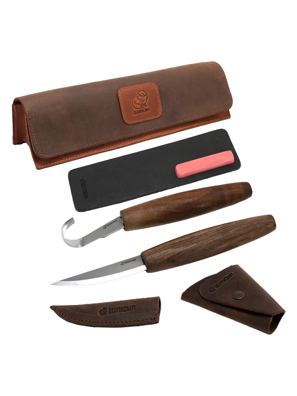 Set de tallado en madera con estuche de cuero S01X Beaver Craft