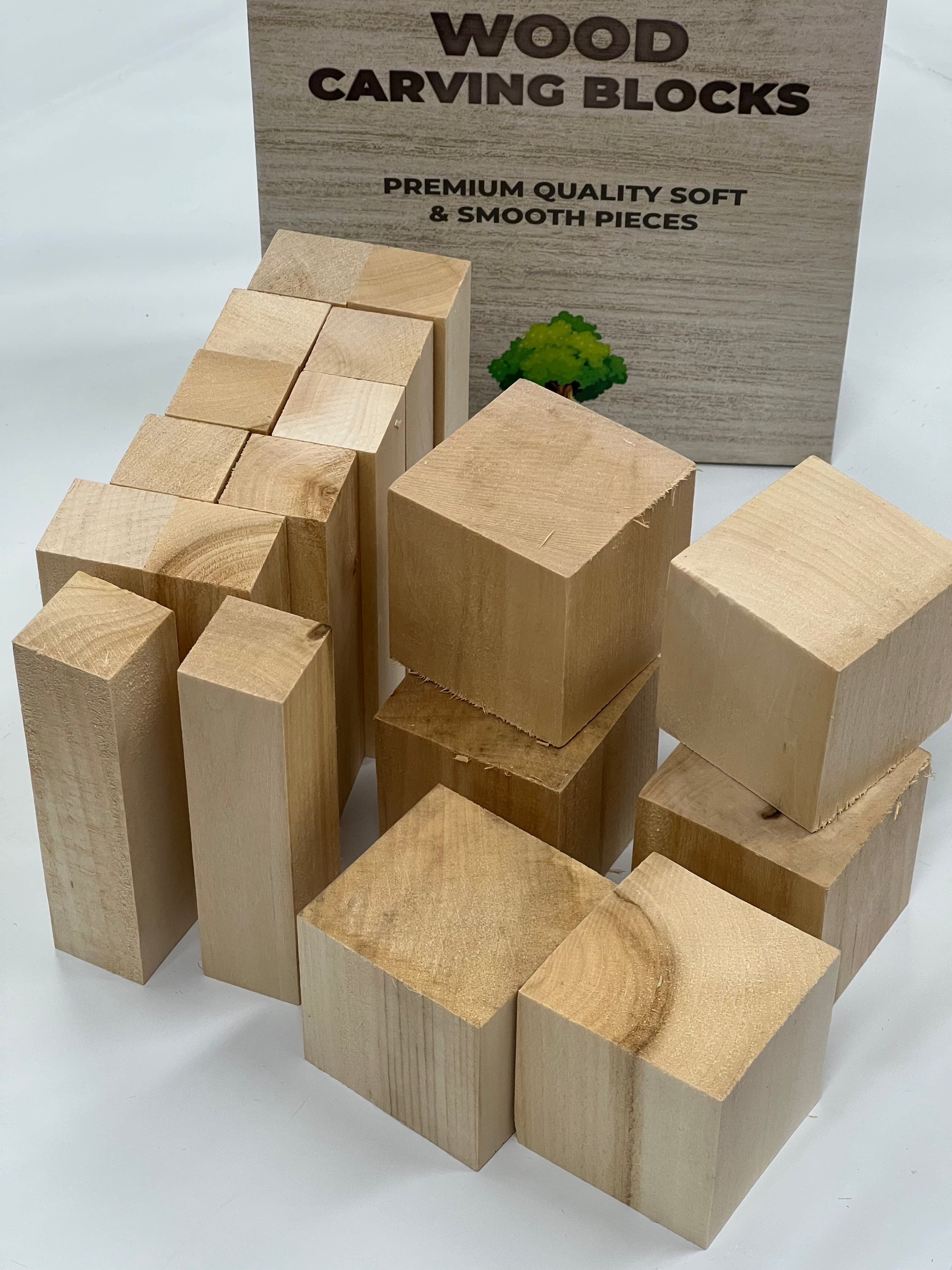 Bloques de madera de tilo para tallar BW18, paquete de 18 unidades de Beaver Craft