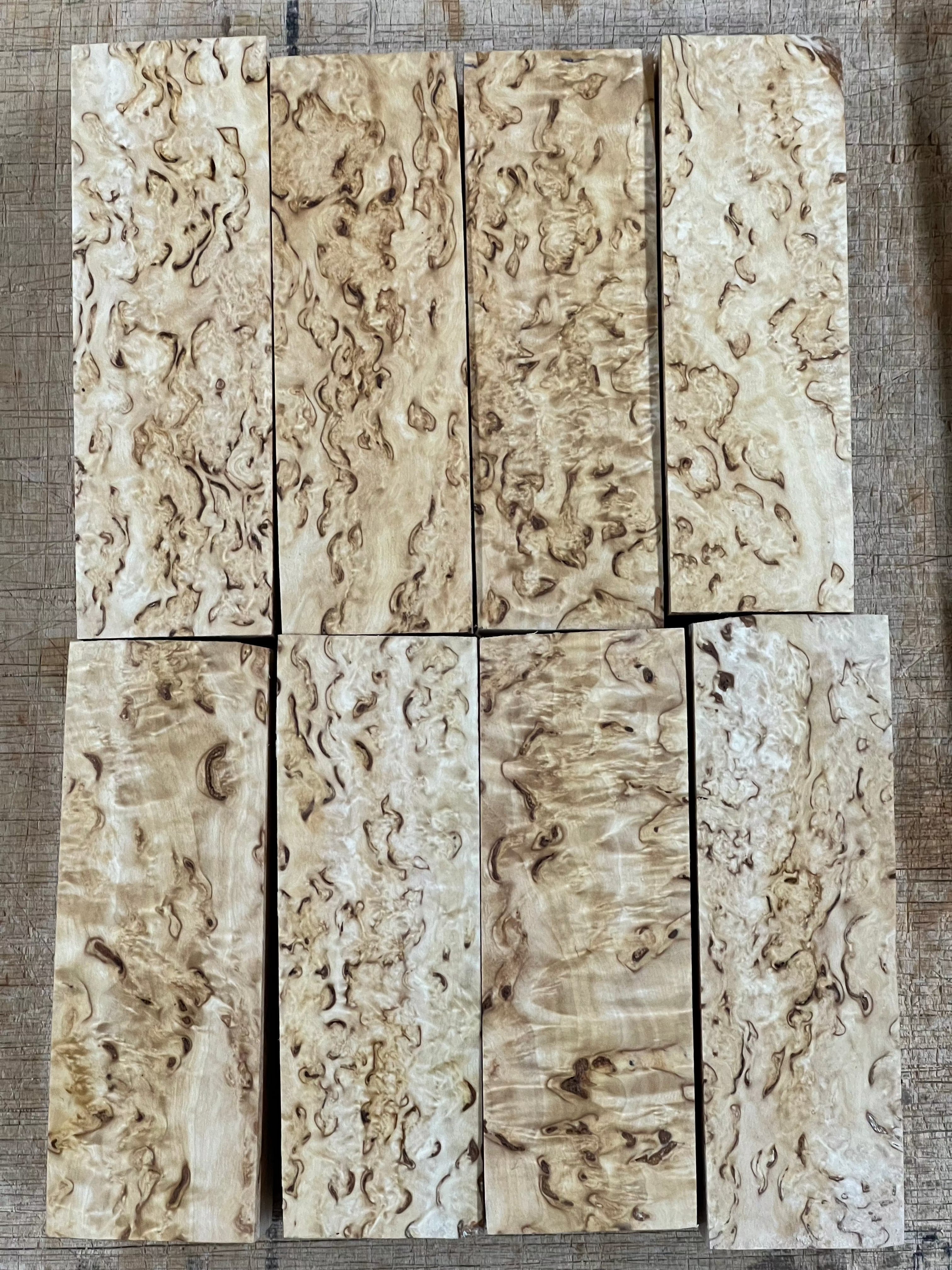 Abedul natural, abedul rizado (masur) aprox. 30x40x120