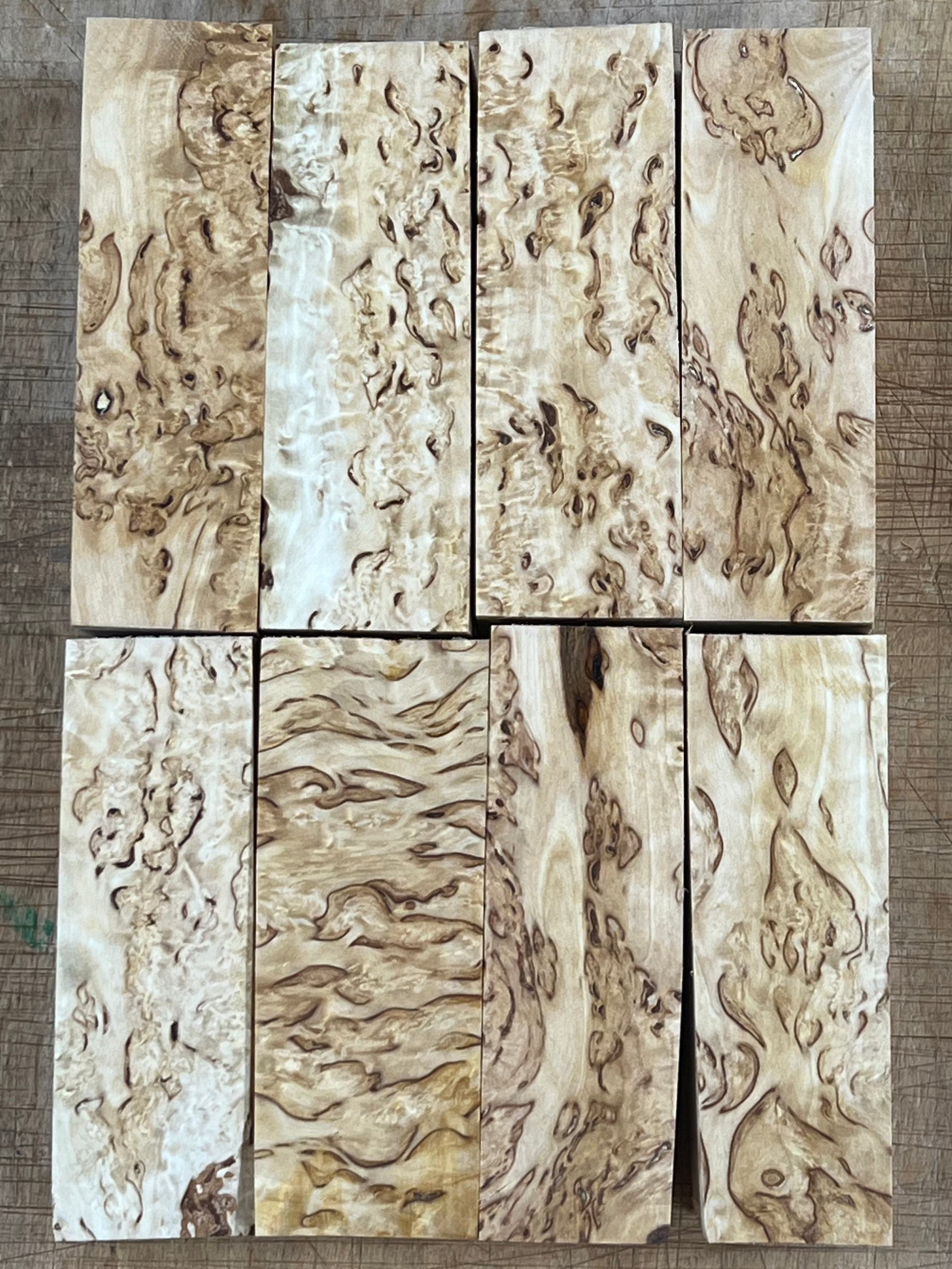 Abedul natural, abedul rizado (masur) aprox. 30x40x120