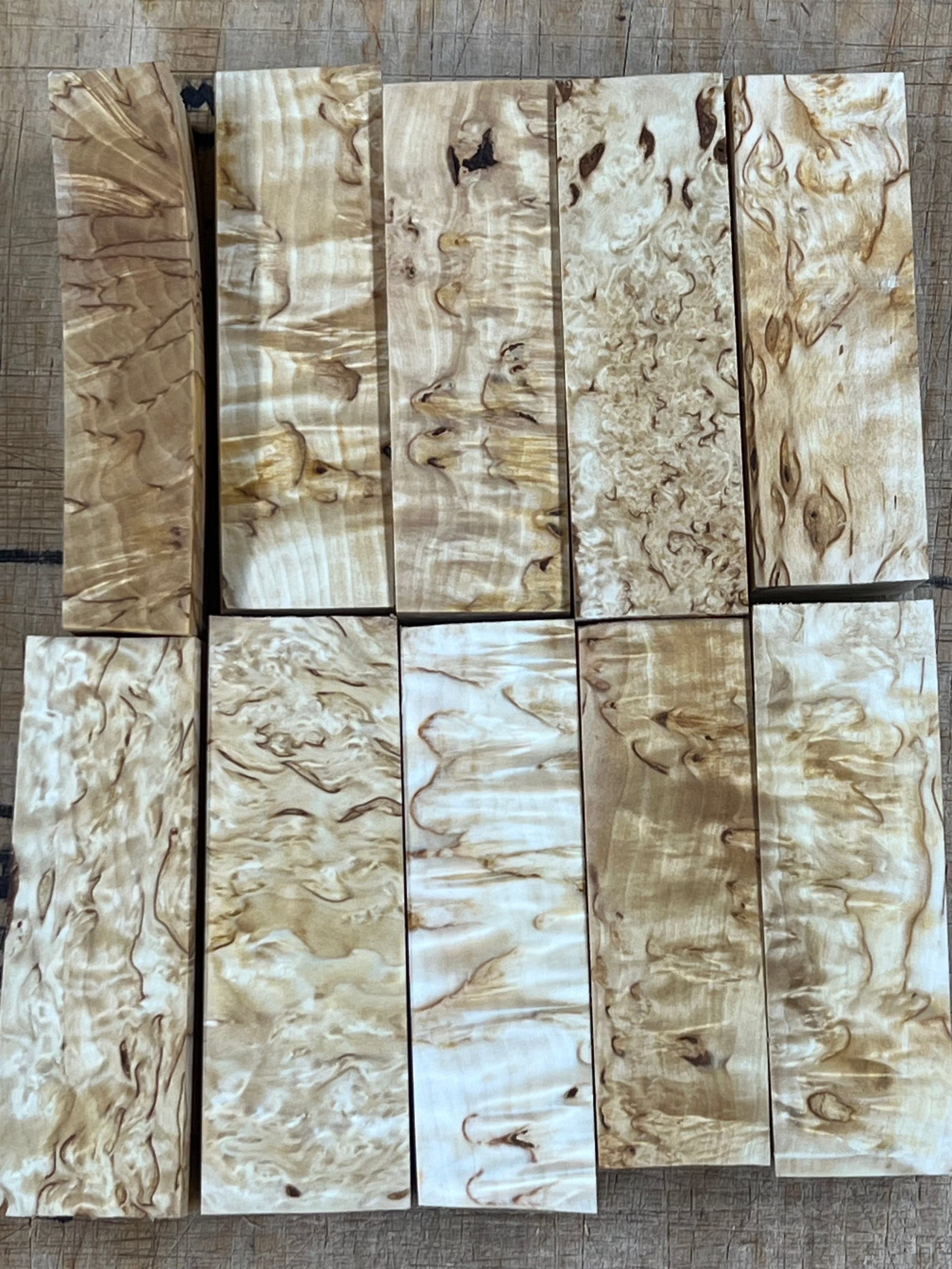 Abedul natural, abedul rizado (masur) aprox. 30x40x120