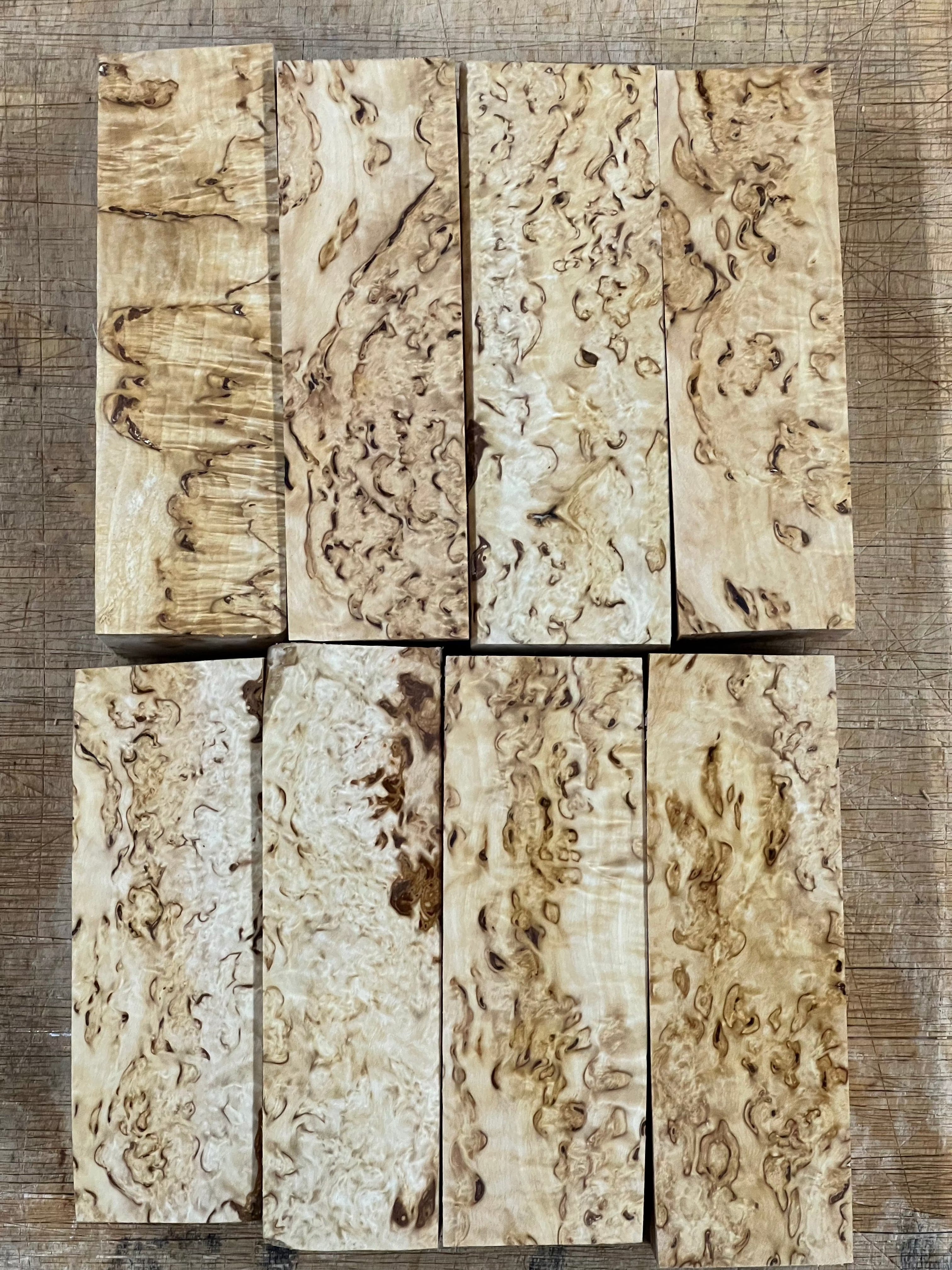Abedul natural, abedul rizado (masur) aprox. 30x40x120
