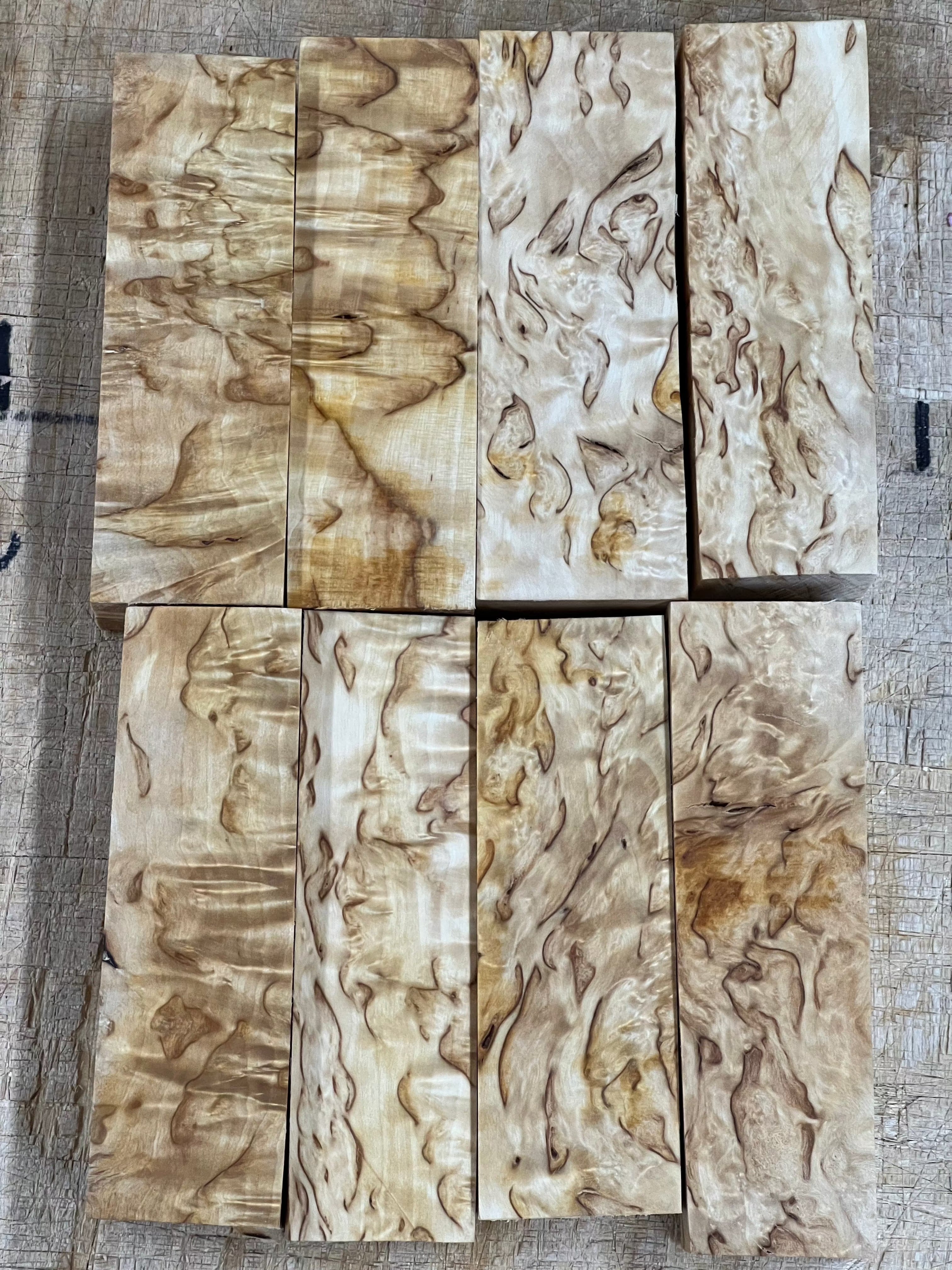 Abedul natural, abedul rizado (masur) aprox. 30x40x120