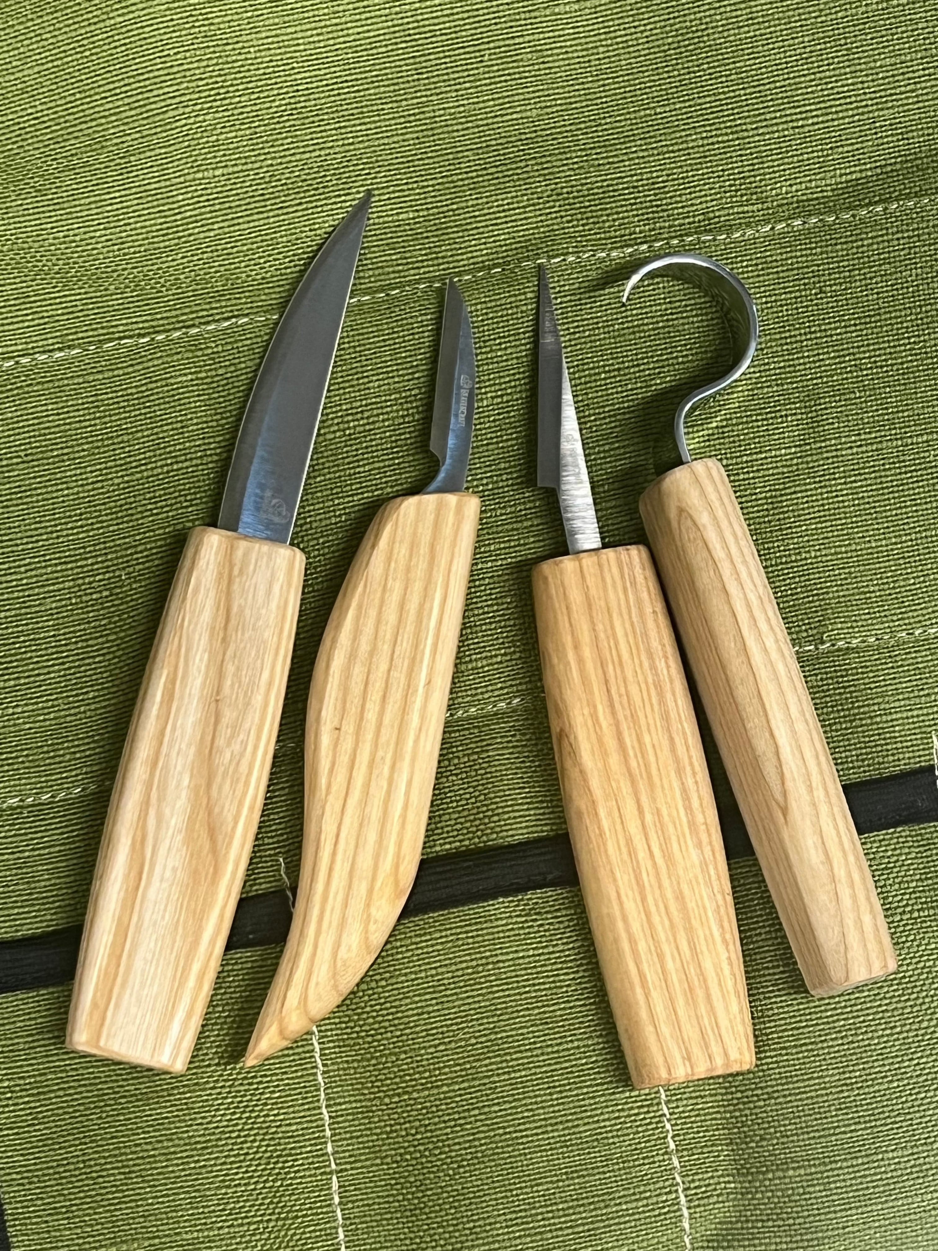 Juego de gubias para tallar madera S09 en lona con 4 gubias