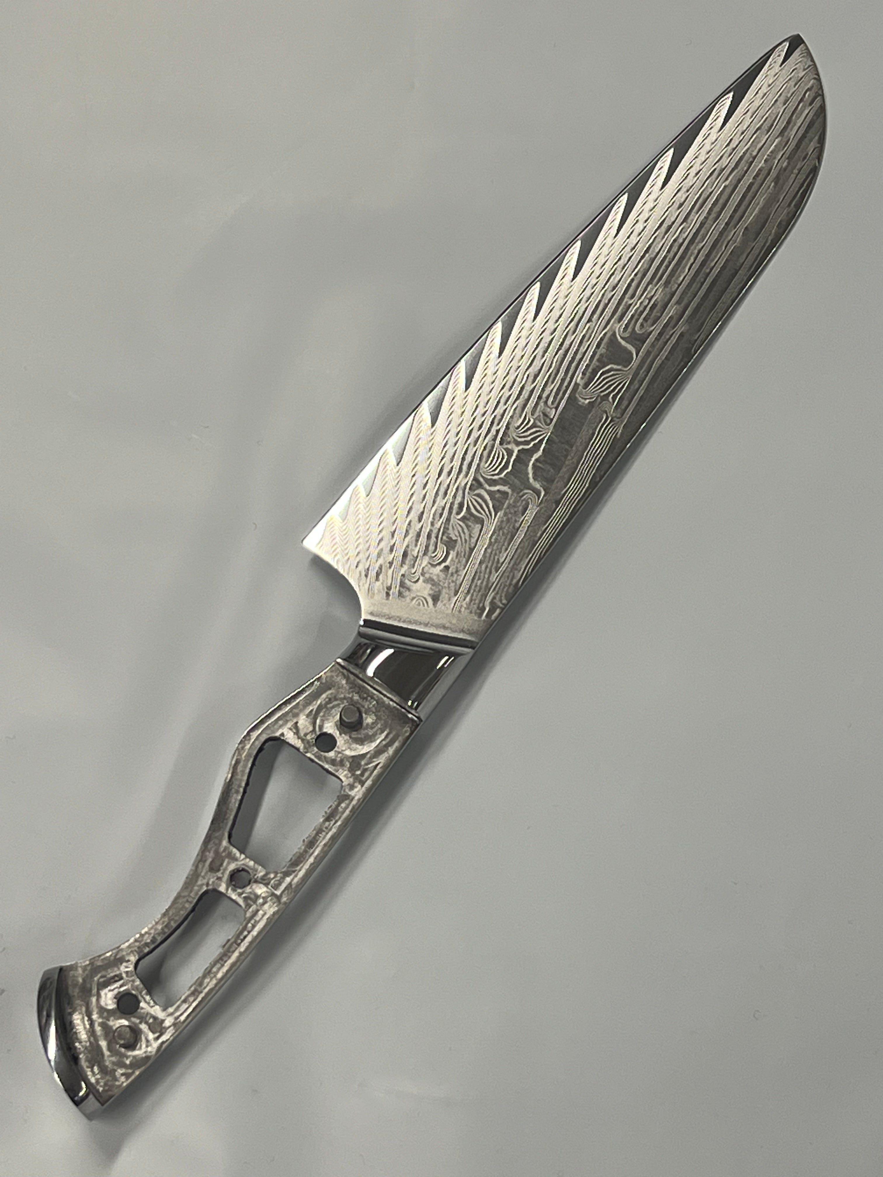 Santoku - Cuchillo de chef de damasco VG10 de 8" de espiga completa con virolas