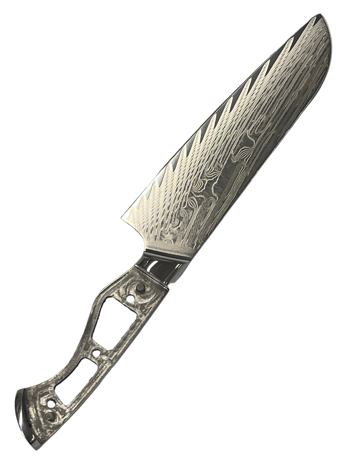 Santoku - Cuchillo de chef de damasco VG10 de 8" de espiga completa con virolas