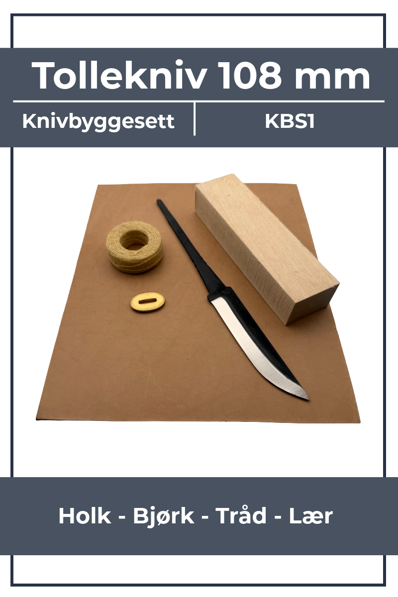 Kit de montaje de cuchillo KBS1 - 108mm con abedul, virola y cuero