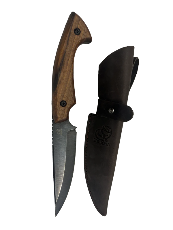 Cuchillo de caza ucraniano HGK6 con funda de cuero