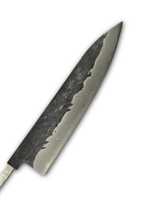Cuchillo de chef 200 mm VG-10 Negro Brute de forge Damasco