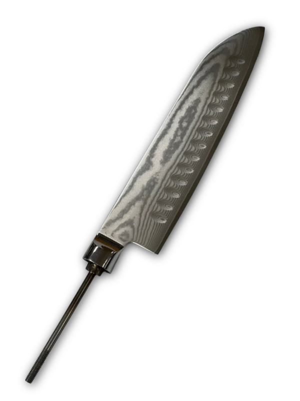 Santoku - Cuchillo de chef de acero damasco AUS10 de 7" con espiga oculta y virola