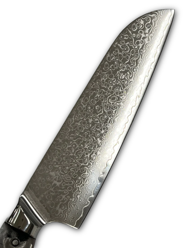 Santoku - Cuchillo de chef de damasco VG10 de 8" de espiga completa con virolas