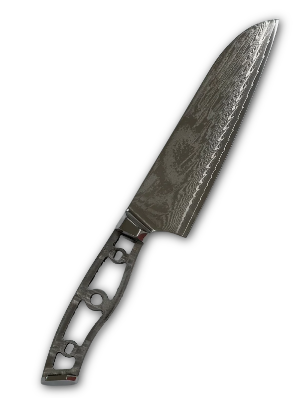 Santoku - Cuchillo de chef de damasco AUS10 de 8" de espiga completa con virolas