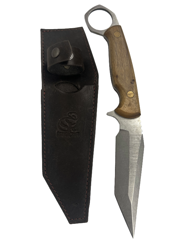 Cuchillo de camping ucraniano Karambit CGK1 con funda de cuero