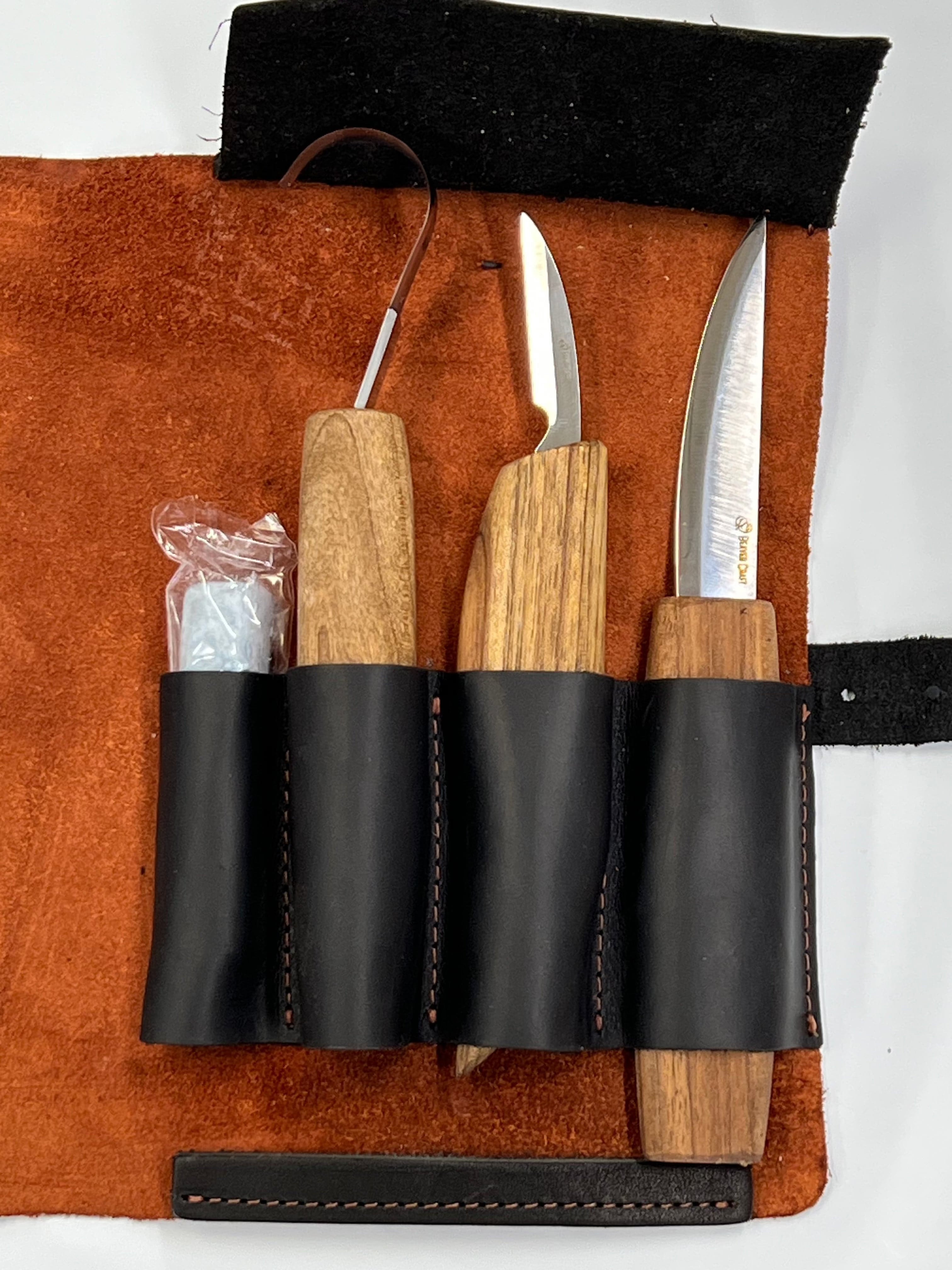 Juego de herramientas para tallado en madera en cuero S13X Beaver Craft