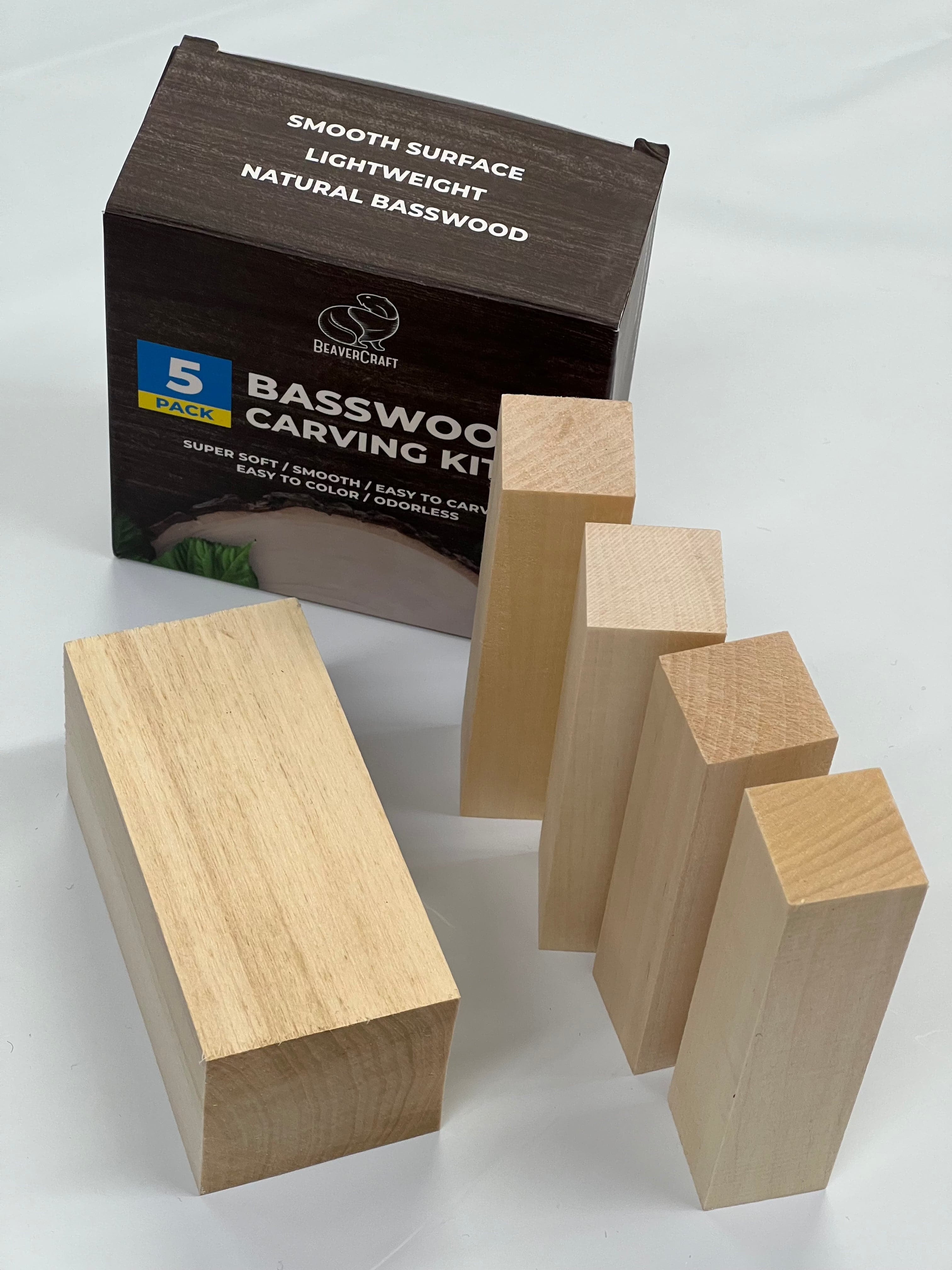 Bloques de madera de tilo para tallar BW5, paquete de 5 unidades de Beaver Craft