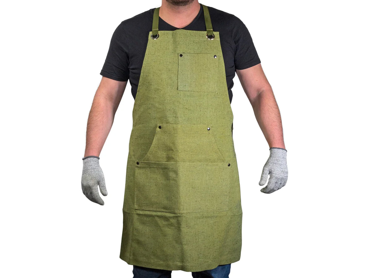 Delantal ajustable de lona verde AP1